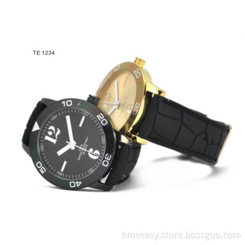 2014 Latest Classic Simple Alloy Case Watch for Man with Black Gold or Rose Gold Plating (TE-1234)